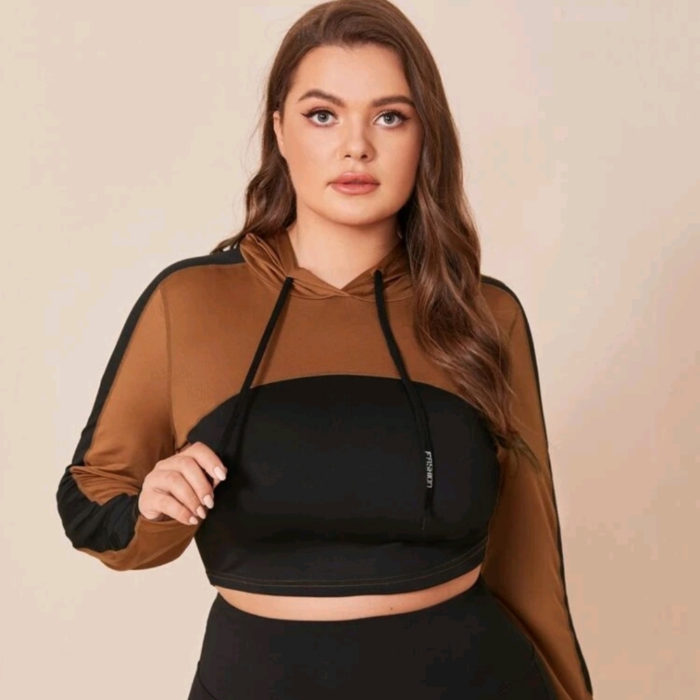 SHEIN color block cropped hoodie Size 3X